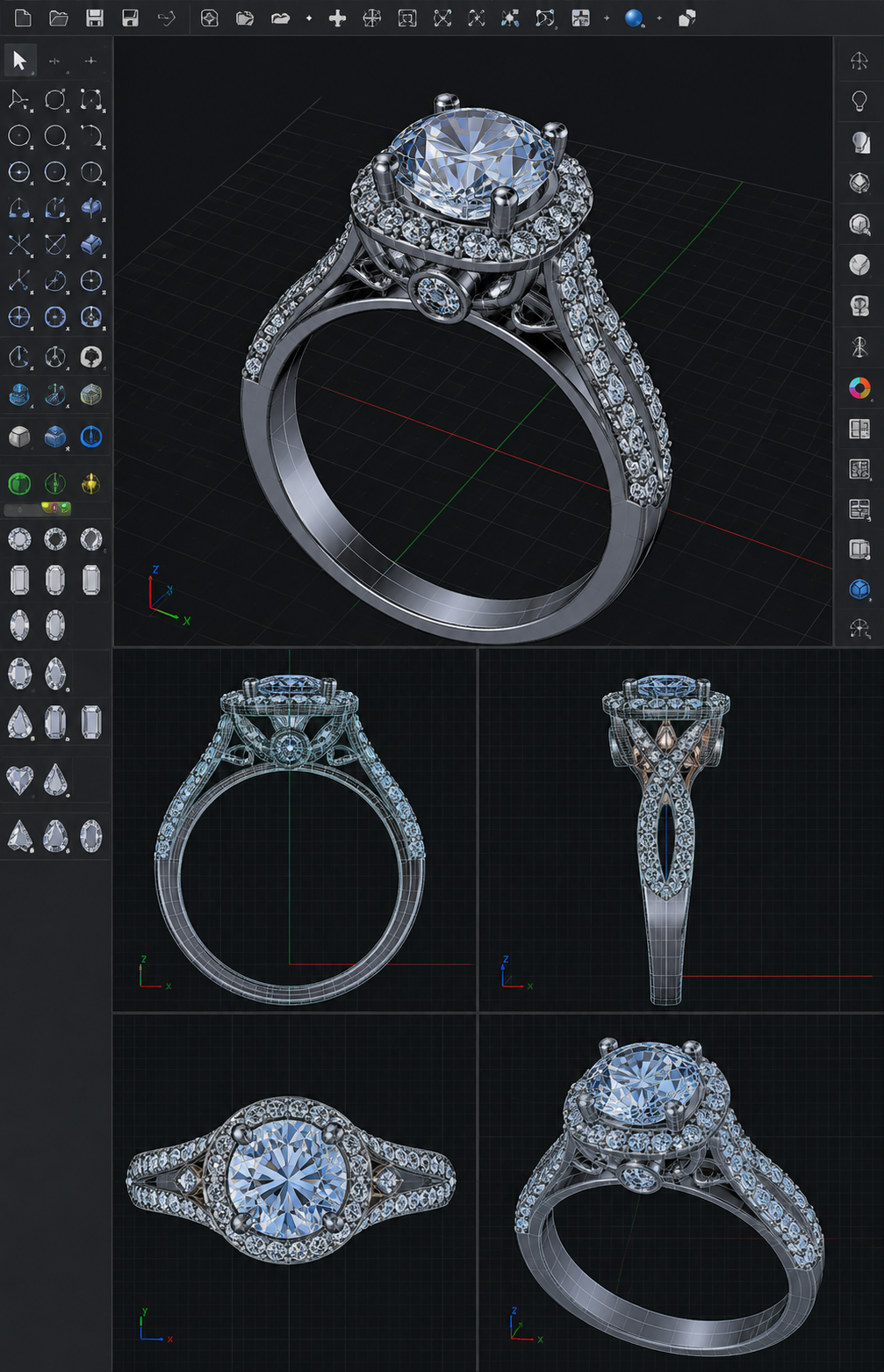 Student designing jewelry in Matrix software